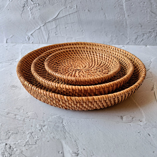 Boho-Inspired Rattan Decorative Tray Set