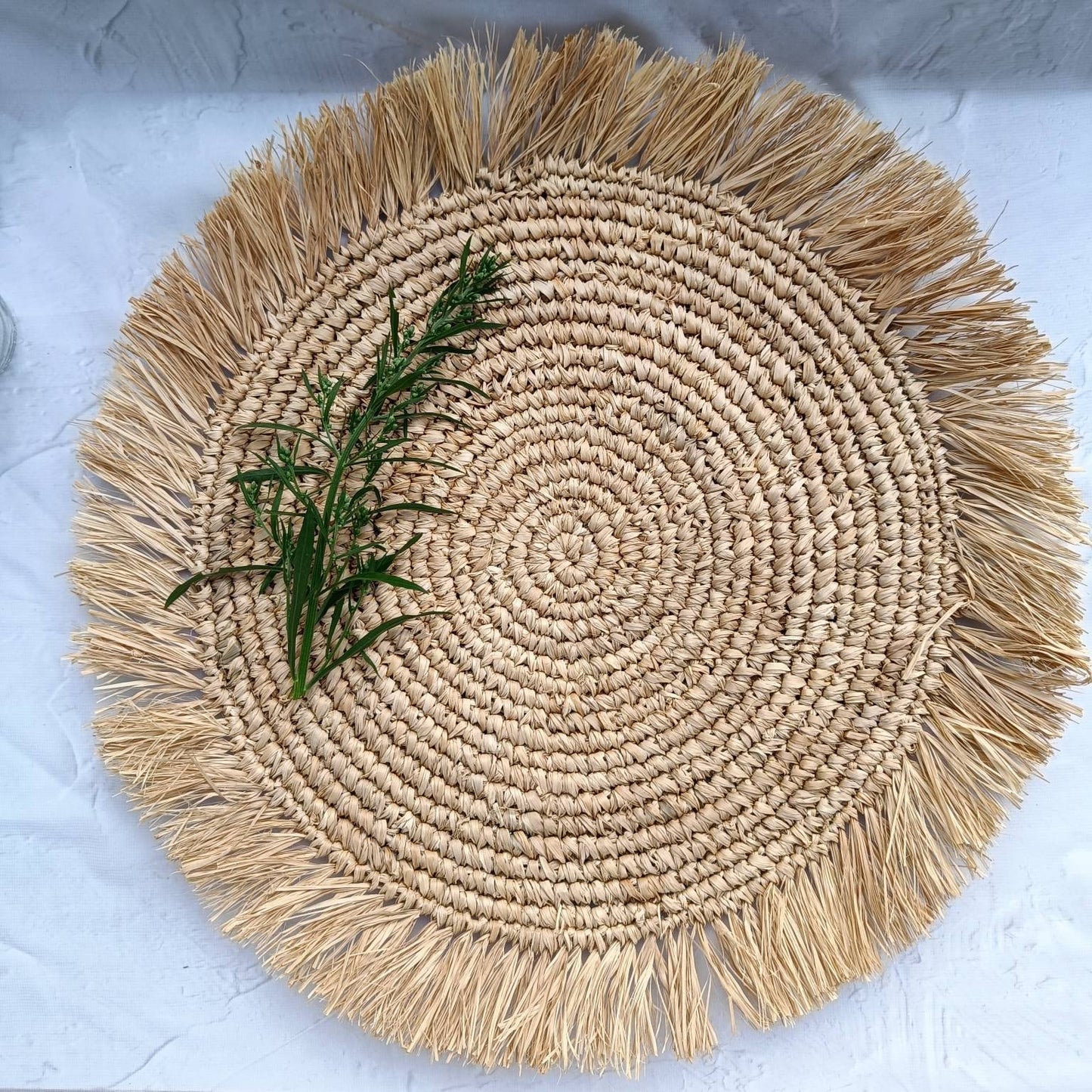 Boho Natural Round Placemats Set, Weave Hanging Wall Decoration